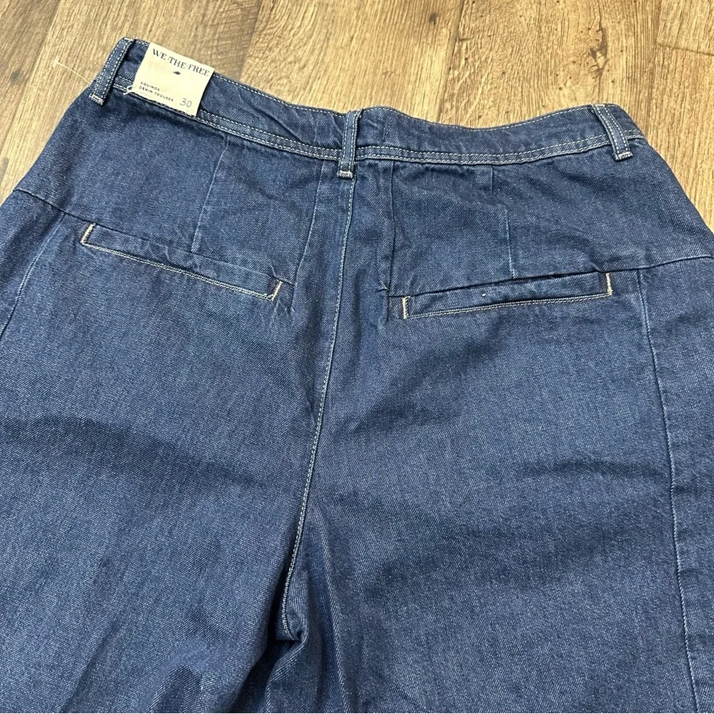 Free People We The Free Equinox Denim Trousers Blue Jeans Wide Leg Size 30